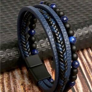 Blue and Black Multi-Strand Bracelet